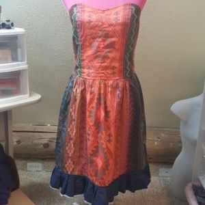 Strapless Boho Denim Dress